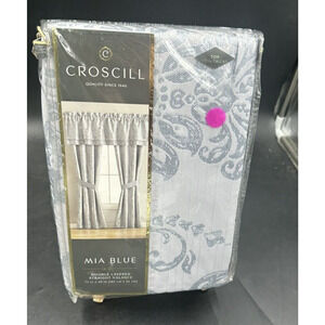ONE CROSCILL MIA BLUE DOUBLE LAYERED STRAIGHT VALANCE 72 X 20 NEW